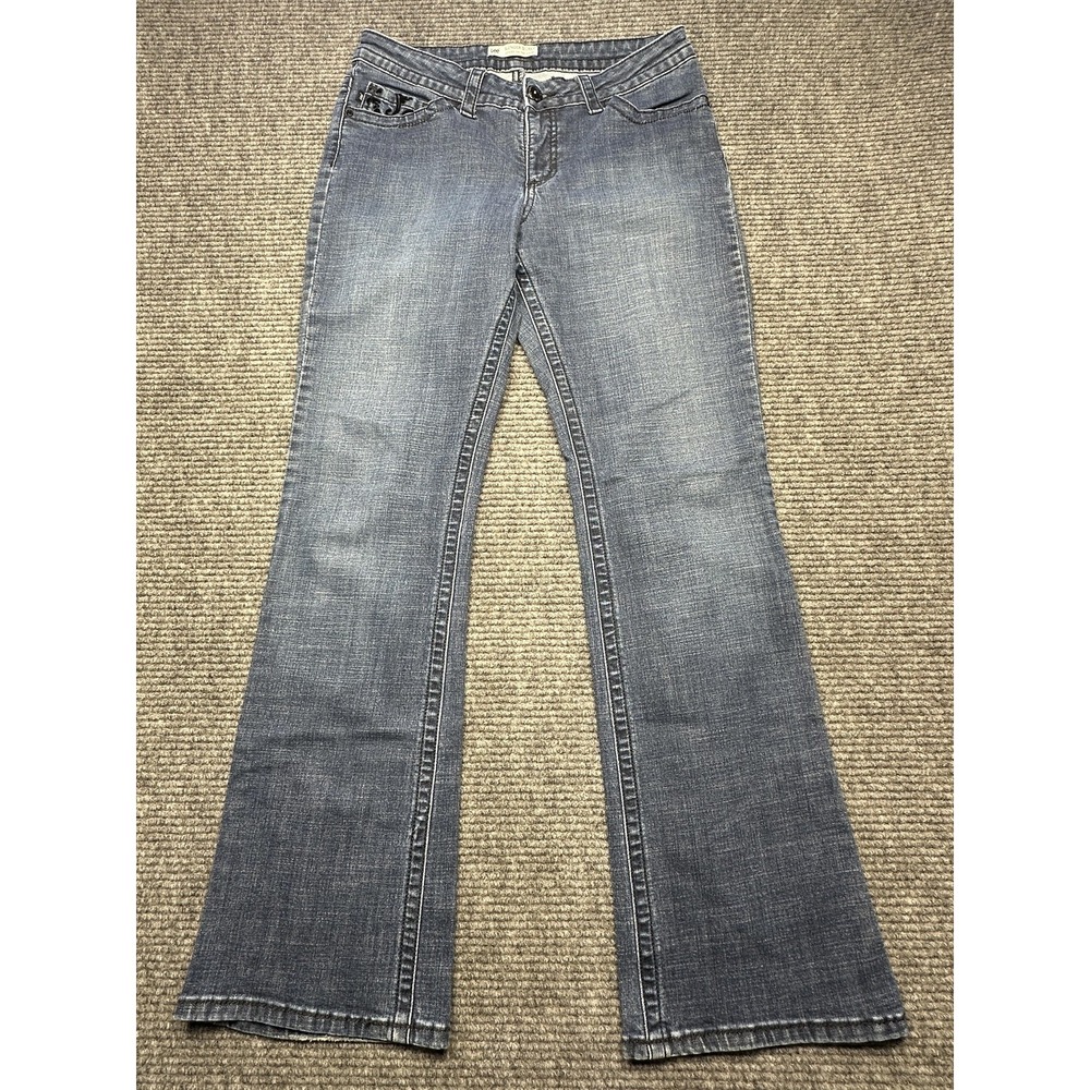 Lee Jeans Womens 12 Blue Slender Secret Low Rise Bootcut Floral Stretch Denim
